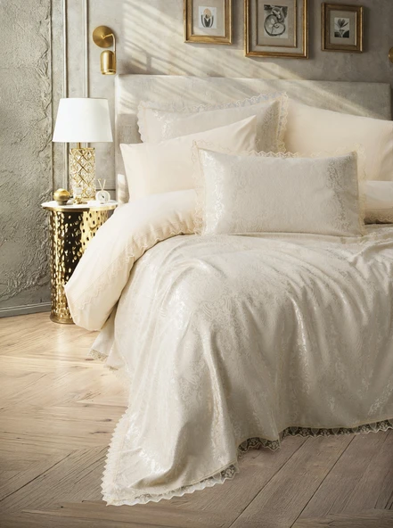 Cotton Box Chi Çift Kişilik Pikeli Nevresim Takımı Velora Cappuccino ürün görseli 1