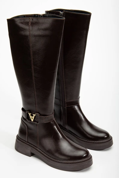 Kadın Acı Kahve Cilt Toka Detaylı Çizme ürün görseli 1