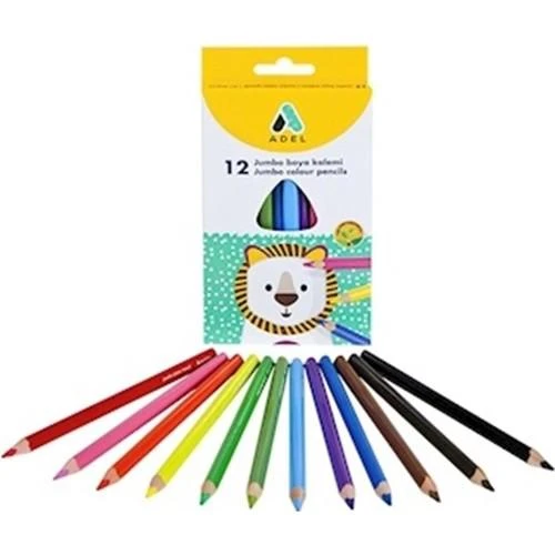 Adel Jumbo Üçgen Kuru Boya Tam Boy 12 Renk ürün görseli