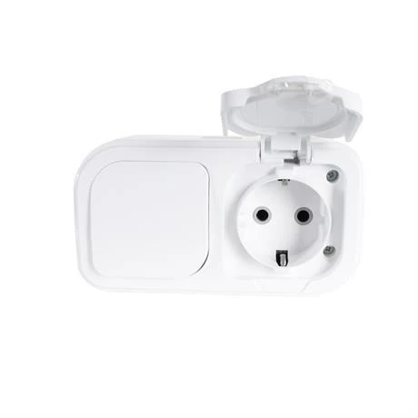 Byes Sıva Üstü Nemliyer Anahtar + Kapaklı Priz IP44 ( 2 ADET ) - Resim 2