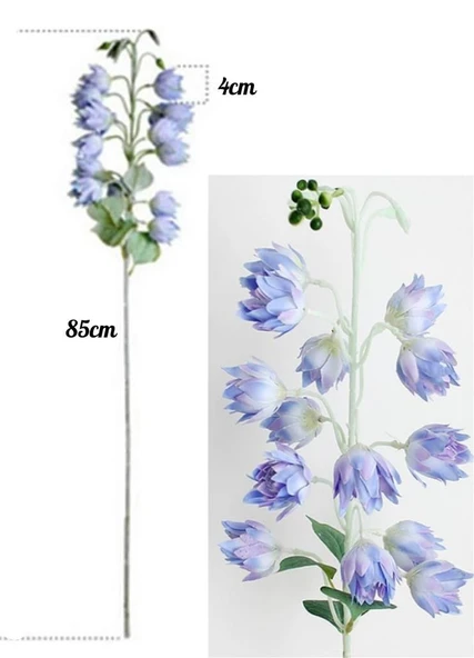 Yapay Çiçek Çan Çiçeği Mavi 85cm Tek Dal Kumaş Çiçek Uzun Dal - Resim 6