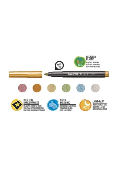 Carioca Metalik Jumbo Keçeli Kalem 6'Lı - Resim 2