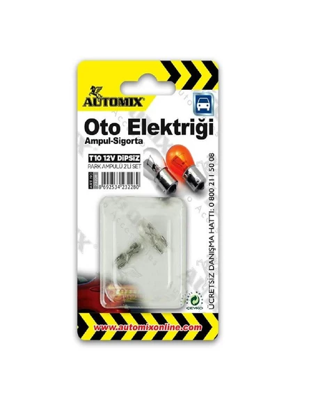Automix T10 12V 5W Dipsiz  Ampul Seti ürün görseli 1