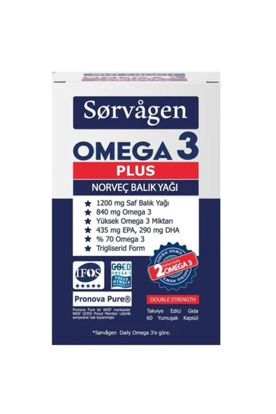 SORVAGEN OMEGA 3 PLUS NORVEÇ BALIK YAĞI 60 KAPSÜL ürün görseli 1