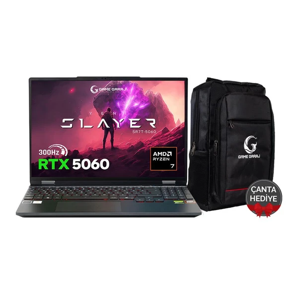 Game Garaj Slayer SR7T-5060 C3 AMD Ryzen 7 255 32GB RAM 2TB SSD RTX5060 15.3" QHD+ 300Hz IPS FreeDOS Gaming Laptop