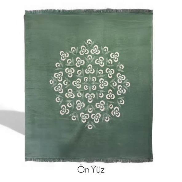 Bigghome Çintemani Yeşil Çift Kişilik Battaniye 200 x 220 cm - Resim 3