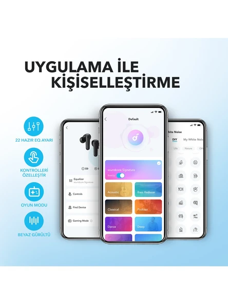 Anker Soundcore R50i Tws Bluetooth Kablosuz Kulaklık Açık Mavi - ios ve Android Uyumlu - A3949 (Anker Türkiye Garantili) - 3