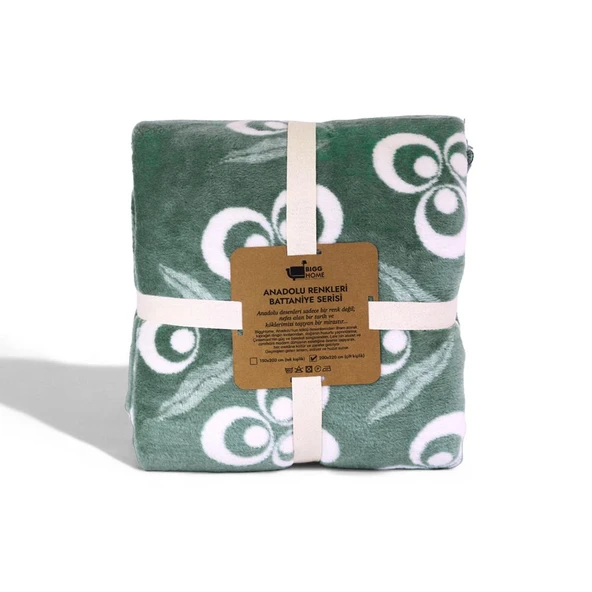 Bigghome Çintemani Yeşil Çift Kişilik Battaniye 200 x 220 cm ürün görseli