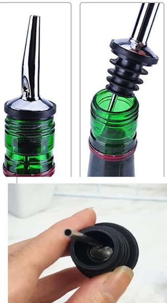 Şişe Ucu Servis Aparatı Damlalık Yağdanlık -Şişe Tıpa Sürekli Akışlı Hava Delikli - Resim 2