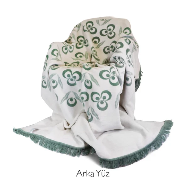 Bigghome Çintemani Yeşil Çift Kişilik Battaniye 200 x 220 cm - Resim 8