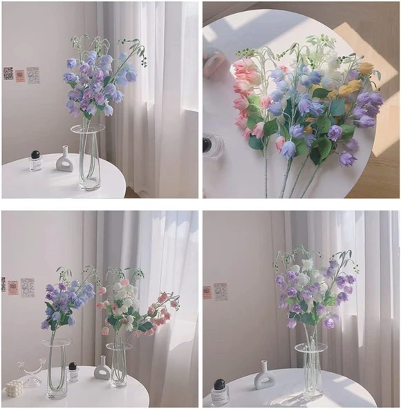 Yapay Çiçek Çan Çiçeği Mavi 85cm Tek Dal Kumaş Çiçek Uzun Dal - Resim 8