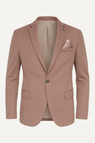 Vizon Erkek Blazer Ceket – Esnek Comfort Kumaş, İtalyan Kesim, Tek Düğmeli Slim Fit Şık Model ürün görseli