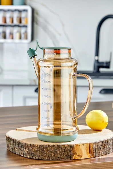 Cooker 1.1 Litre Borosilikat Cam Yağlık ve Sirkelik Zeytinyağ Şişesi Şeffaf - Resim 2