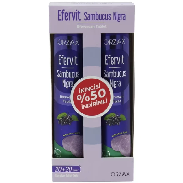 Orzax Efervit Sambucus Nigra İkili Tablet 20+20 - İkincisi %50 İndirimli ürün görseli 1