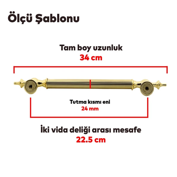 Sürgülü Kapı Çekme Kolu Tutma Kulpu Kulbu Çelik Dış Kapı Tutamağı Kol Gol Altın 22.5 Cm - Resim 2