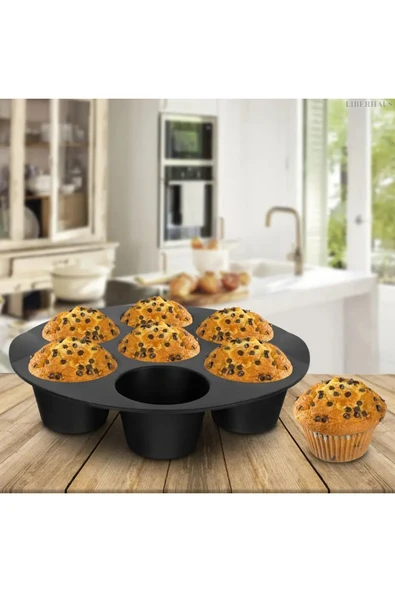 NACTUMU 7 Gözlü Silikon Airfryer Kek ve Çörek Pişirme Kalıbı, Muffin Cupcake Yapma İçin Çok Amaçlı - Resim 4