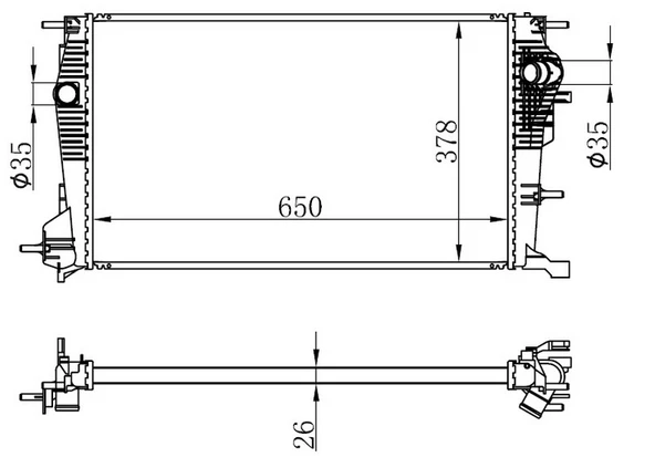 ORIS BRN065026 MOTOR SU RADYATÖRÜ BRAZİNG FLUENCE 10> MEGANE III 09> SC NIC III 09> 1.6dCi 1.9dCi MEK 650x378x26 214100016R ürün görseli
