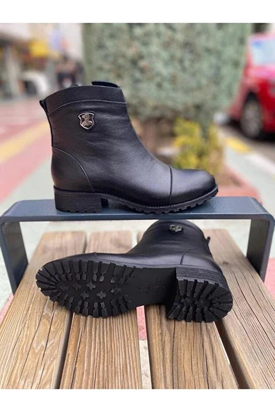 VENÜS 2253409K TOPUKLU FERMUARLI GÜNLÜK DERİ KADIN BOT - Resim 4