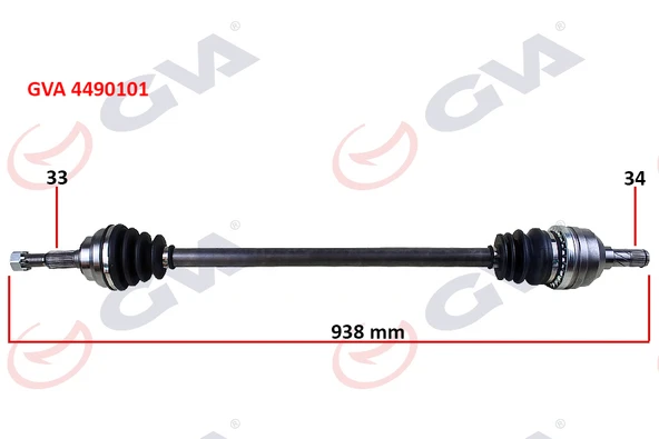 GVA 4490101 KOMPLE AKS SAĞ VECTRA A 88-95 -ASTRA F 92-98 -CALIBRA A 89-97 1.8-2.0 ABS SİZ 33x34x938mm 374144-374020-9117958-90348325 ürün görseli 1