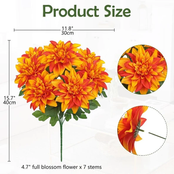 Yapay Çiçek Somon 7li Yıldız Çiçeği Demeti 40*30cm - Resim 3