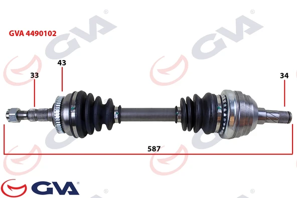 GVA 4490102 KOMPLE AKS SOL VECTRA A 1.8-2.0 88-95 -ASTRA F 92-98 -CALIBRA A 89-97 ABS Lİ 43DİŞ 587mm 374145-374010-374766-9117957 ürün görseli 1