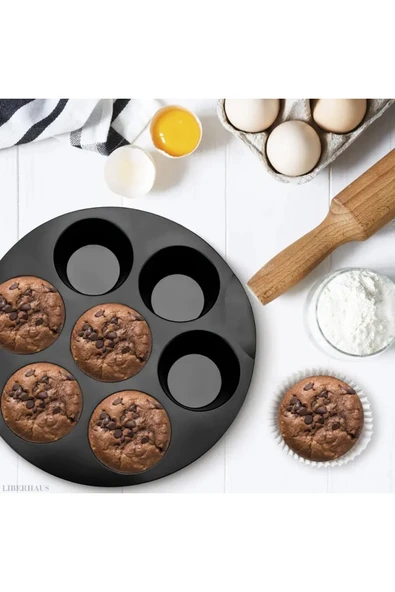 NACTUMU 7 Gözlü Silikon Airfryer Kek ve Çörek Pişirme Kalıbı, Muffin Cupcake Yapma İçin Çok Amaçlı - Resim 5