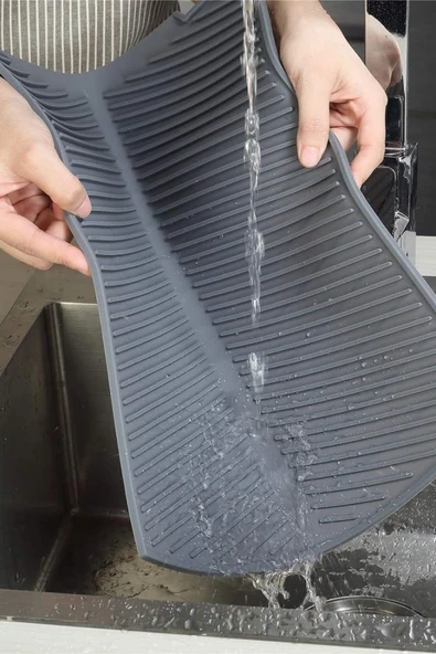 NACTUMU Büyük Silikon Bulaşık Kurutma Matı, Çok Amaçlı Tezgah Üstü Mat - Resim 2