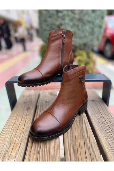 VENÜS 2253409K TOPUKLU FERMUARLI GÜNLÜK DERİ KADIN BOT - Resim 2