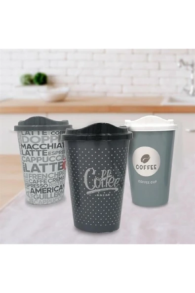 NACTUMU 3 Adet Dekoratif Kahve Bardağı Seti, Plastik Kahve Muhafaza Bardağı - Resim 3