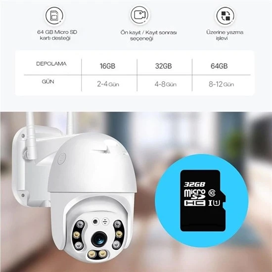 2.0 MP HD Lens İç Dış Mekan Suya Danıklı IP Wifi Network Güvenlik Kamerası Wifi Kamera (5284) - 2