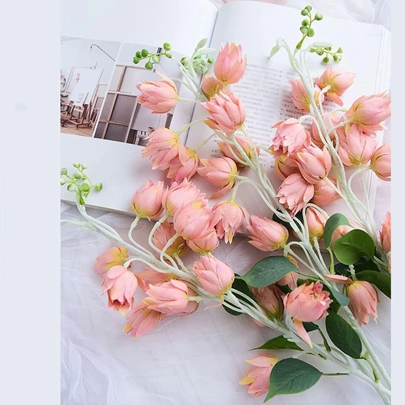 Yapay Çiçek Çan Çiçeği Gülkurusu 85cm Tek Dal Kumaş Çiçek Uzun Dal - Resim 7