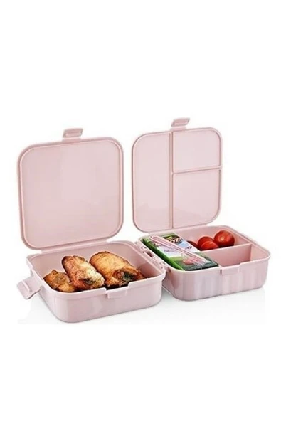 NACTUMU Kendiliğinden Kaşık ve Çatallı 4 Bölmeli Çocuk Beslenme Kutusu, Saklama Kabı - Resim 3