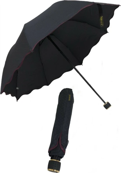 Marlux Siyah Mini Puantiye Kadın Şemsiye - Resim 5