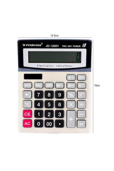 NACTUMU 12 Haneli LCD Ekranlı Hesap Makinesi, Pilli ve Büyük Düğmeli Tasarım - Resim 5