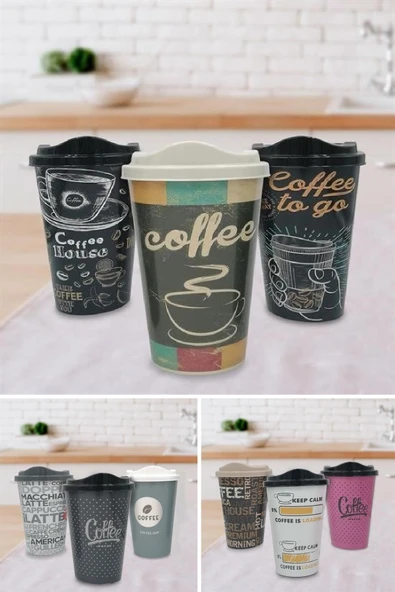 NACTUMU 3 Adet Dekoratif Kahve Bardağı Seti, Plastik Kahve Muhafaza Bardağı ürün görseli