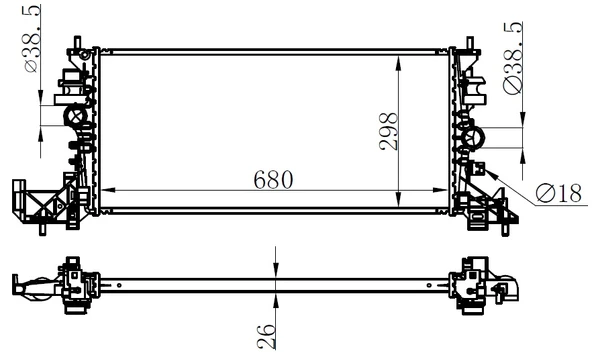 ORIS BOP536026 RADYATÖR AL/BRZ OPEL ASTRA K B16 1.0 1.2 1.4 1.6 Turbo 1.5CRDI 1.6CDTI 15 > MT 39146897-13453906-13453907-39055162 ürün görseli