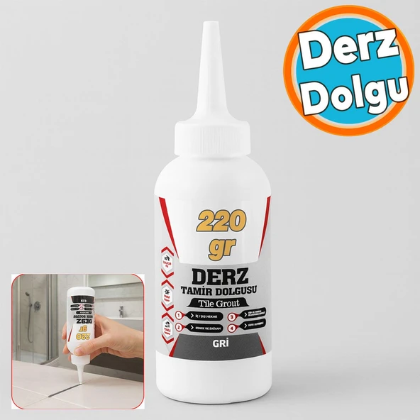 Hazır Derz Dolgu Fayans Seramik Mermer Yer Duvar için Tamir Derz Yenileme Dolgusu Gri Renk (220 Gr) ürün görseli