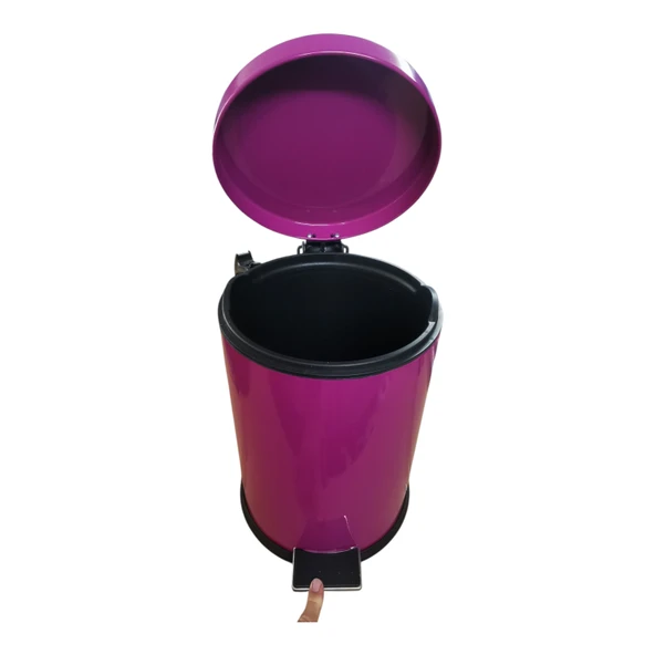 12 lt Pedallı Metal Çöp Kovası Fuşya - 2