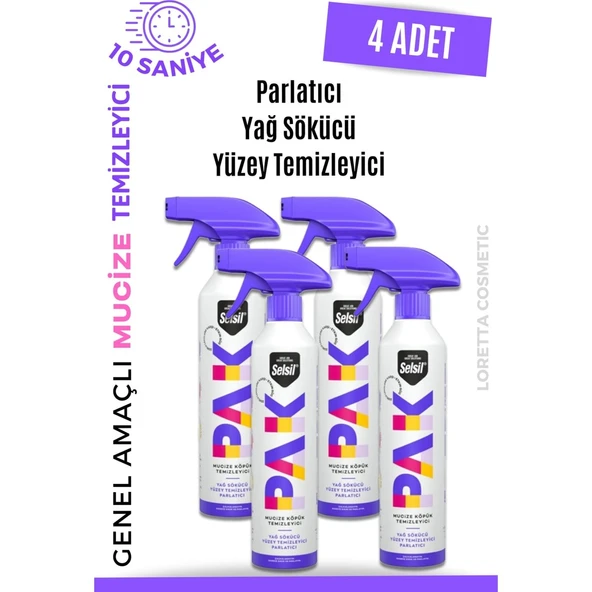 Selsil Pak 4 'lü 500 ml Mucize Köpük Temizleyici Sprey Yağ Sökücü, Parlatıcı ürün görseli