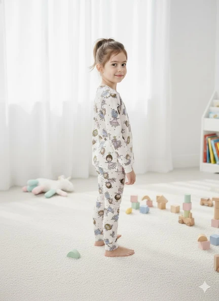 YENİ SEZON KIZ ERKEK ÇOCUK FİTİLLİ PAMUK PİJAMA TAKIMI - Resim 11