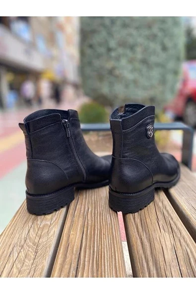 VENÜS 2253409K TOPUKLU FERMUARLI GÜNLÜK DERİ KADIN BOT - Resim 5