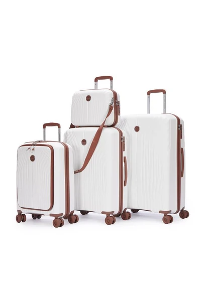 Benetton Trolley Valiz Beyaz Orta Boy 14BNT8010-02-BY - Resim 5