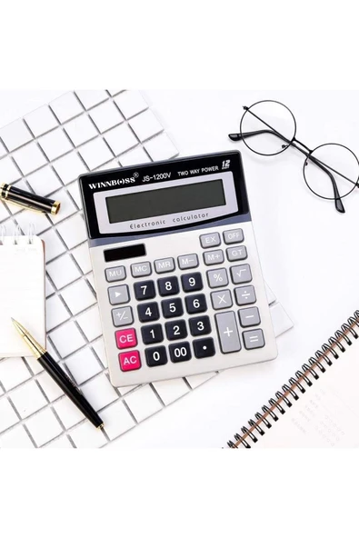 NACTUMU 12 Haneli LCD Ekranlı Hesap Makinesi, Pilli ve Büyük Düğmeli Tasarım - Resim 4