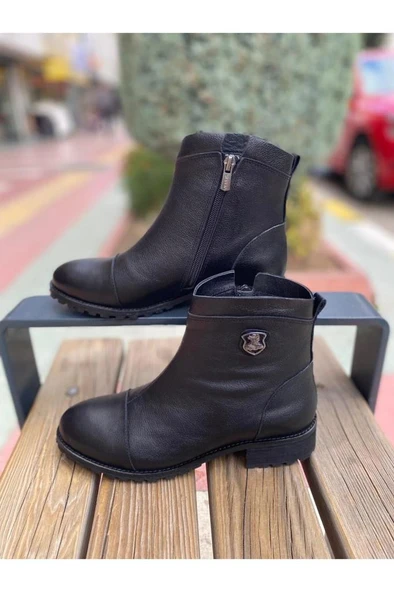 VENÜS 2253409K TOPUKLU FERMUARLI GÜNLÜK DERİ KADIN BOT - Resim 6