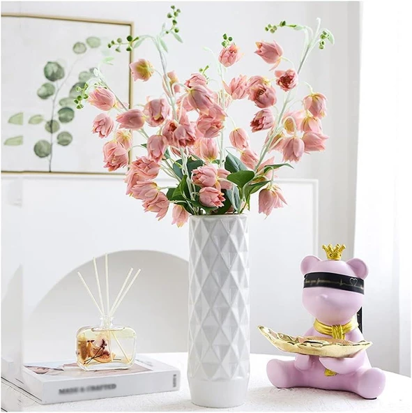 Yapay Çiçek Çan Çiçeği Gülkurusu 85cm Tek Dal Kumaş Çiçek Uzun Dal - Resim 5