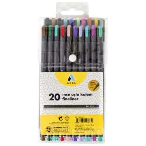 Adel Fineliner Karışık Renkler 20'Li İnce Uçlu Kalem ürün görseli