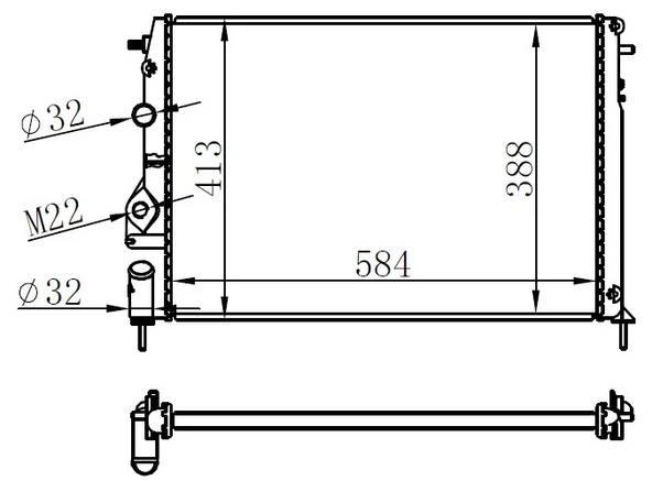 ORIS MRN001023 RADYATÖR MGN I-SCENIC 1.4-1.6-1.8-2.0 16V AC MEK LOGAN 1.5 DCİ 586x415x23 7700425842-7702258285-8200050512 ürün görseli 1