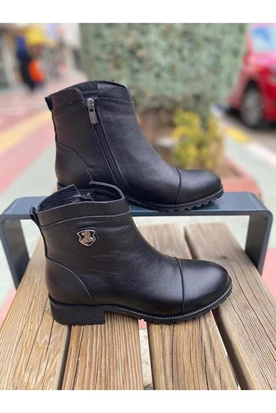 VENÜS 2253409K TOPUKLU FERMUARLI GÜNLÜK DERİ KADIN BOT - Resim 3