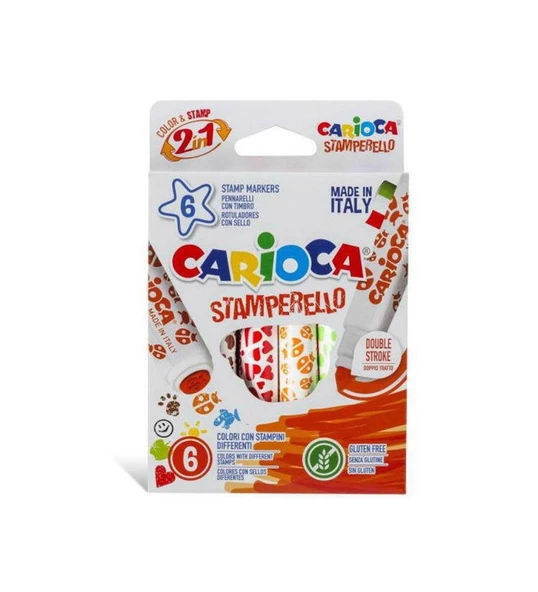 Carioca Stamperello Bir Ucu Keçeli Bir Ucu Damga Boya Kalemi 6'lı ürün görseli