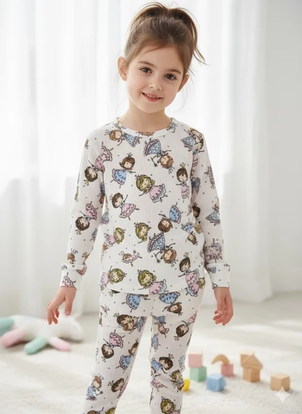 YENİ SEZON KIZ ERKEK ÇOCUK FİTİLLİ PAMUK PİJAMA TAKIMI - Resim 12